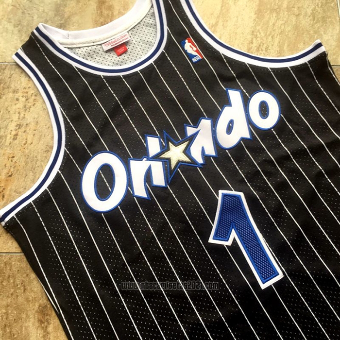 Camiseta Orlando Magic Tracy McGrady #1 Hardwood Classics Throwback Negro